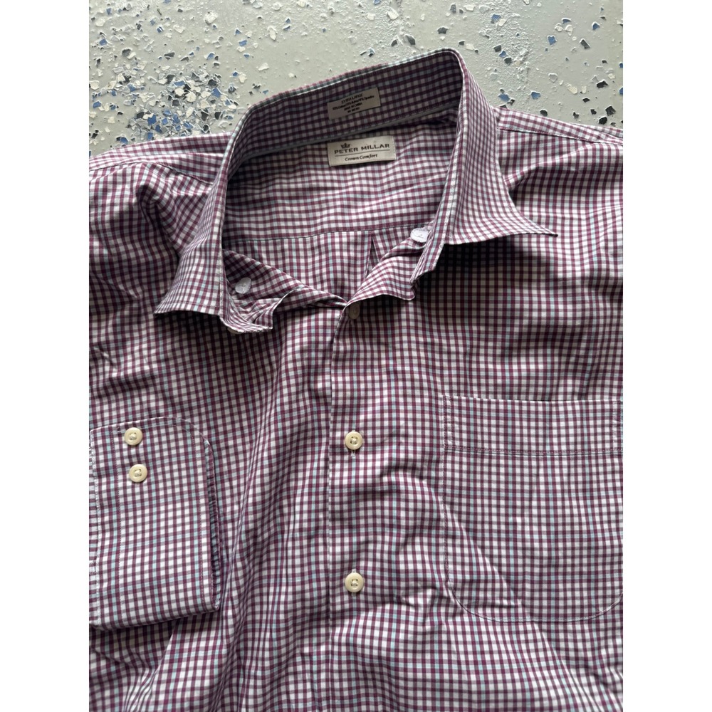 Peter Millar‎ Crown Comfort Dress Shirt Gingham Check Stretch Extra Large XL